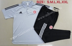 2020-2021 Brazil SC Internacional White & Gray turndown collar  Shorts-Sleeve Thailand Soccer Tracksuit Uniform