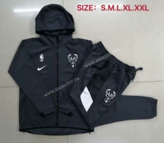 2020-2021 NBA Milwaukee Bucks Gray With Hat Jacket Uniform-815