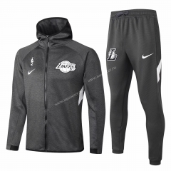 2020-2021 NBA Lakers  Dark Gray With Hat Jacket Uniform-815