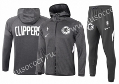 2020-2021 Los Angeles Clippers Gray Thailand Soccer Jacket Uniform With Hat-815