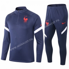 2020-2021 France Royal Blue Thailand Soccer Tracksuit Uniform-411