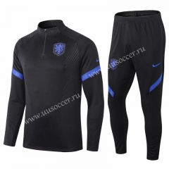 2020-2021 Netherlands Black Thailand Soccer Tracksuit Uniform-411