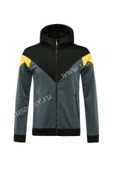 Without Logo 2020-2021 Gray & Black Soccer Thailand Jacket With Hat-815