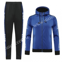 Without Logo 2020-2021 Blue Soccer Thailand Jacket Uniform With Hat-815