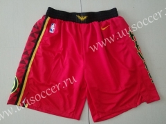 Retro Version NBA Atlanta Hawks Red & Black Shorts