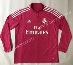 2014-2015 Retro version Real Madrid Away Pink Red LS Thailand Soccer Jersey AAA-SL