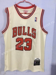 95th Retro Version Mitchell&Ness NBA Chicago Bull Yellow  #23  Jersey