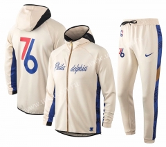 2020-2021 NBA Philadelphia 76ers Yellow With Hat Jacket Uniform-815