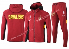 2020-2021 NBA Cleveland Cavaliers Red With Hat Jacket Uniform-815