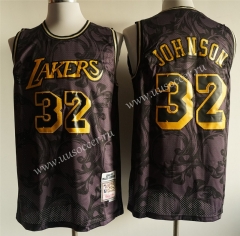 NBA Los Angeles Lakers Black Mesh printing #32 Jersey