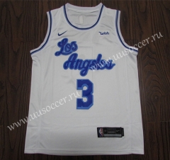 Latin Version NBA Lakers White #3 Jersey