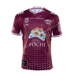 2020 Nine Manly Seahawks Dark Red Thailand Rugby Shirt