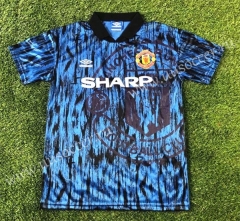 1992-1993 Retro Version Manchester United Away Blue Thailand Soccer Jersey AAA-503