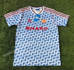 1990-1992 Retro Version Manchester United Blue Thailand Soccer Jersey AAA-503