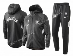 2020-2021 Brooklyn Nets Gray Soccer Jacket Uniform With Hat-815