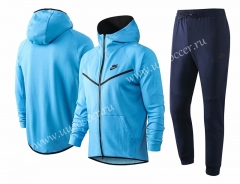 2020-2021 Nike Light Blue With Hat Soccer Jacket Uniform-815
