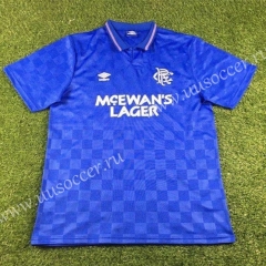 1987-1990 Retro Version Rangers Home Blue Thailand Soccer Jersey AAA-503