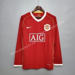 06-07 Retro Version Manchester United Home Red LS Thailand Soccer Jersey AAA