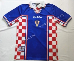 1998  Retro Version Croatia Away Blue Thailand Soccer Jersey AAA-912