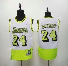 Retro Edition NBA Lakers White & Green #24 Jersey