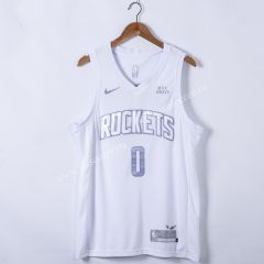 MVP Version NBA Houston Rockets White #0 Jersey