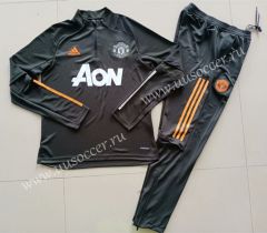 2020-2021 Manchester United Gray & Green Thailand Soccer Tracksuit Uniform-GDP