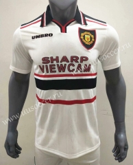1998-1999 Retro Version Manchester United Away White Thailand Soccer Jersey AAA-416