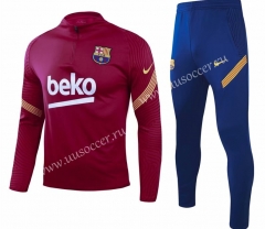 2020-2021 Barcelona Maroon Thailand Tracksuit Uniform-GDP