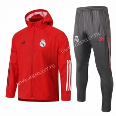 2020-2021 Real Madrid Red  Wind Coat Uniform With Hat-815