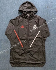 2020-2021 Real Madrid Black Wind Coat With Hat-WD