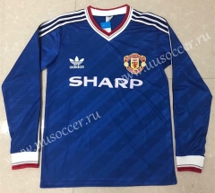 86-88 Retro Version Manchester United  Blue LS Thailand Soccer Jersey AAA-811