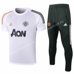 2020-2021 Manchester United White Short-sleeved Thailand Soccer Tracksuit Uniform-815