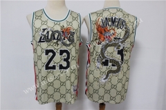 Limited Version Guci NBA Los Angeles Lakers Light Yellow #23 Jersey