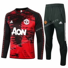 2020-2021 Manchester United Black & Red Thailand Soccer Tracksuit Uniform-815