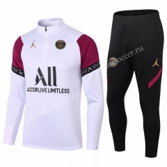 With Adv 2020-2021 Paris SG White Thailand Soccer Tracksuit Uniform-411
