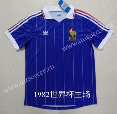 1982 Retro Version France Home Blue Thailand Soccer Jersey AAA-422