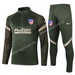 2020-2021 Atletico Madrid Gray & Green Thailand Soccer Tracksuit Uniform-815