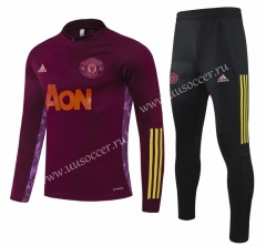 Champions League 2020-2021 Manchester United Maroon Thailand Tracksuit Uniform-GDP
