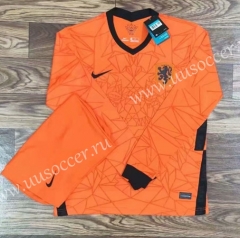 2020-2021 Netherlands Home Orange LS Soccer Uniform-709