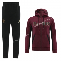 2020-2021 Jordan Paris SG Maroon Soccer Jacket Uniform With Hat-LH