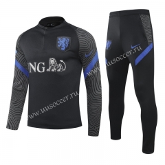 2020-2021 Netherlands Black Thailand Soccer Tracksuit Uniform-GDP