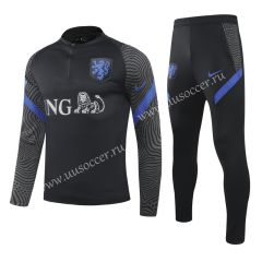 2020-2021 Netherlands Black Thailand Soccer Tracksuit Uniform-GDP