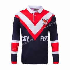 Retro Australia Roosters Red & Blue & White LS Thailand Rugby Shirt