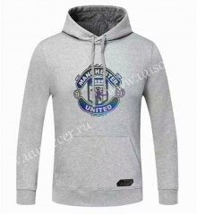 2020-2021 Manchester United Light Gray Thailand Tracksuit Top With Hat-CS