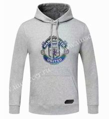 2020-2021 Manchester United Light Gray Thailand Tracksuit Top With Hat-CS