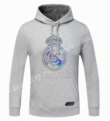 2020-2021 Real Madrid Light Gray Thailand Tracksuit Top With Hat-CS