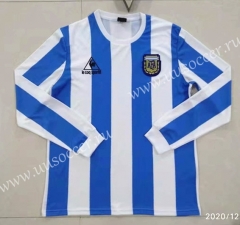 1982 Retro Version Argentina Home Blue & White LS Thailand Soccer Jersey AAA-422
