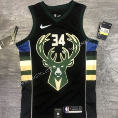 City Version 2020-2021 NBA Milwaukee Bucks Black #34 Jersey