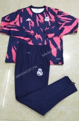2020-2021 Real Madrid Blue & Red Round Collar Thailand Tracksuit Uniform-411