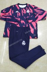 2020-2021 Real Madrid Blue & Red Round Collar Thailand Tracksuit Uniform-411
